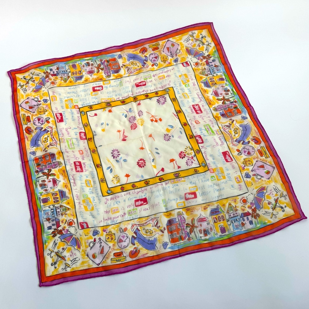 100% Silk Colorful Patterned Scarf